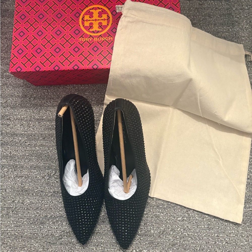 Brand new Tory Burch studded pump heels. Size 8 in black